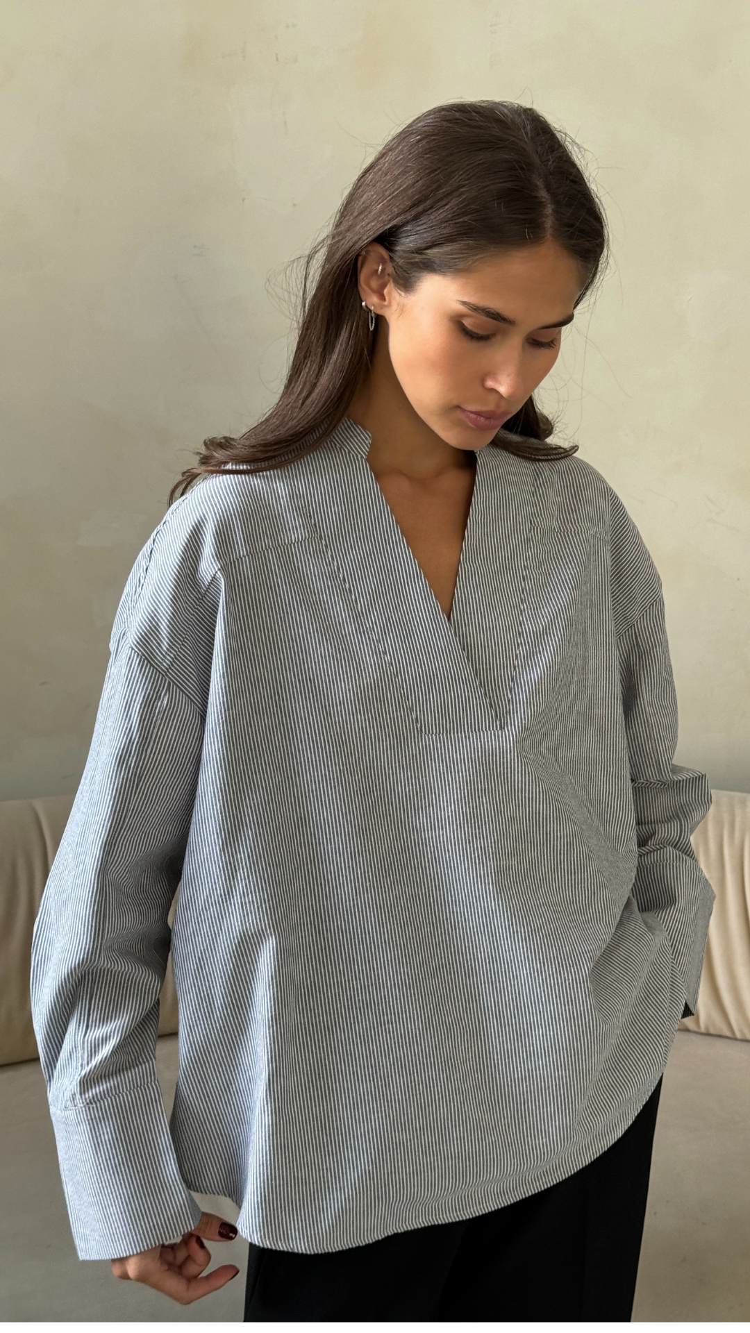 April Top - White/Black Stripe