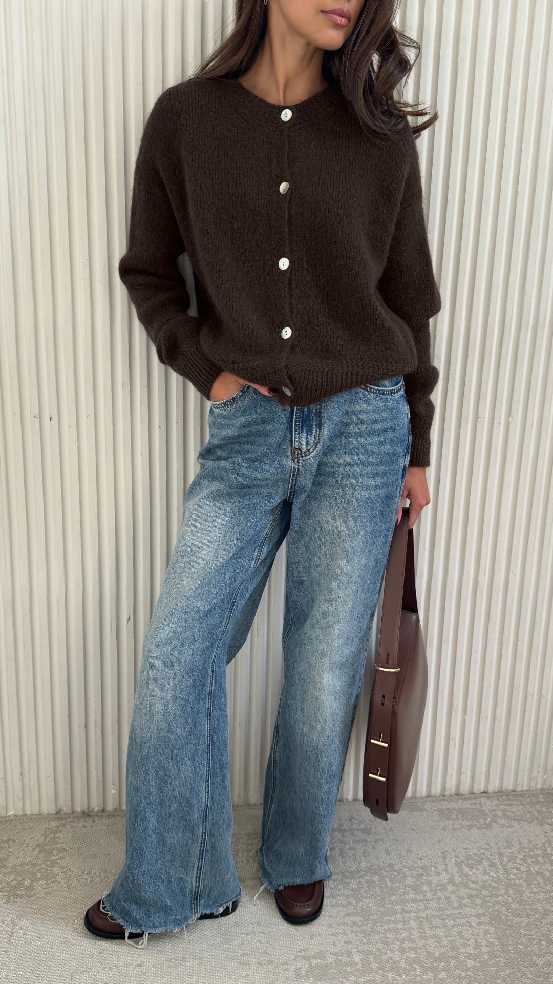 Reyna Soft Alpaca Cardigan - Dark Espresso