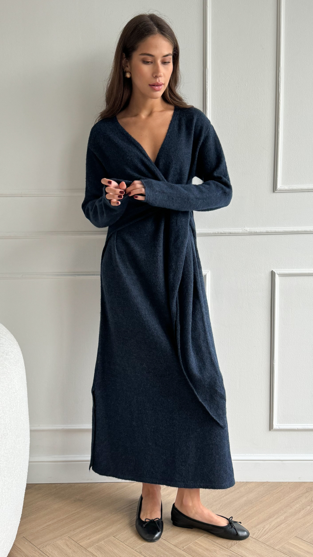 Keira Knit Wrap Dress - Midnight
