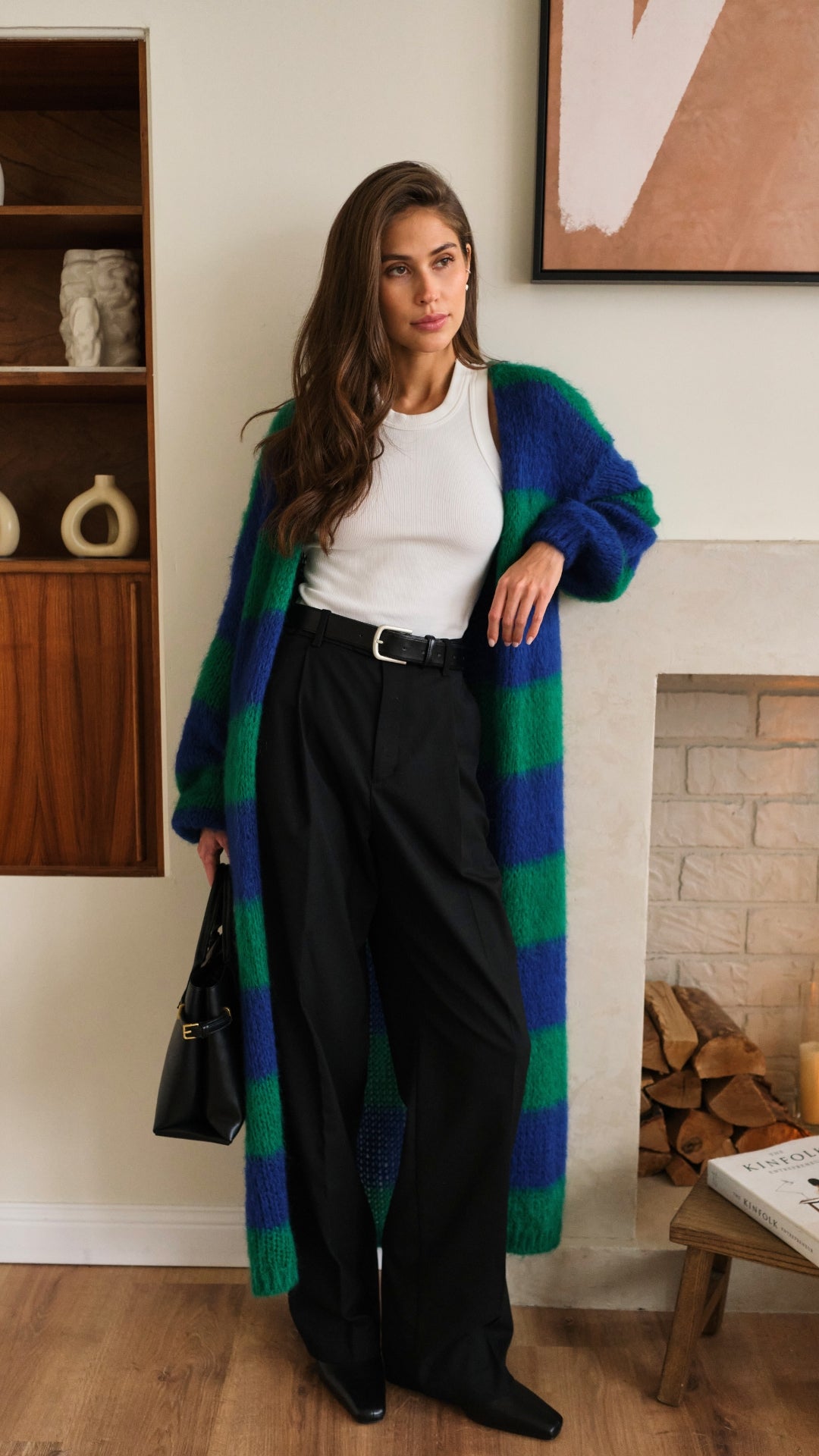 Kay Cardigan - Emerald Blue Marine Stripes