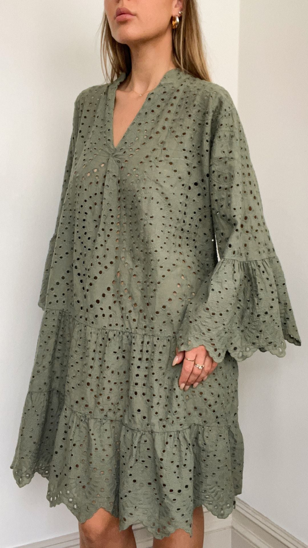 Nora Broderie Dress - Khaki