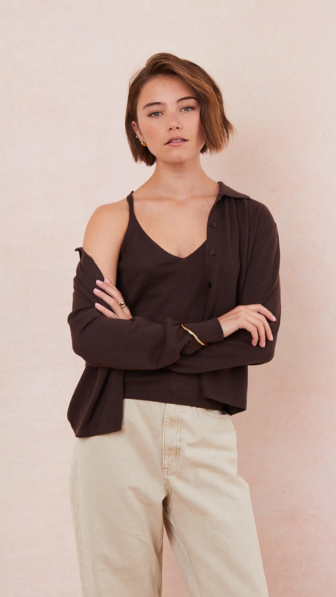 Kora Knitted Twin Set - Espresso
