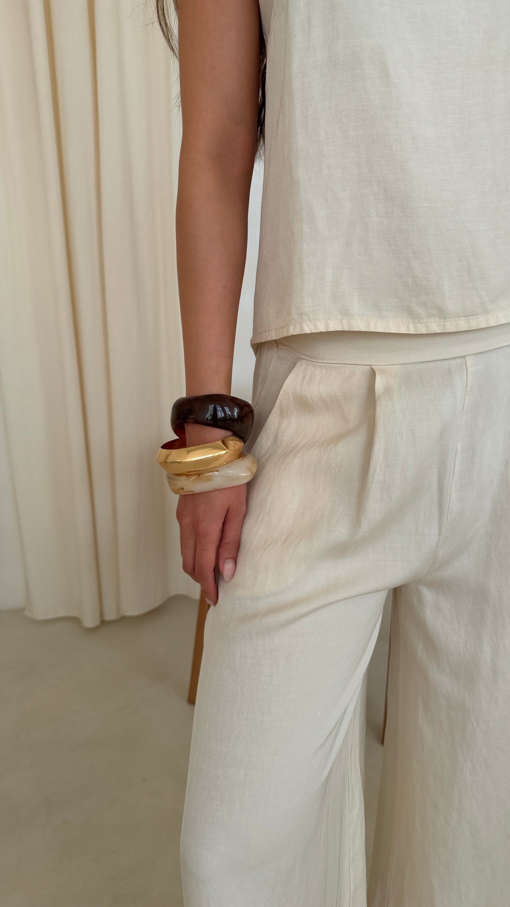 Flavia Tencel Linen Trousers - Ivory