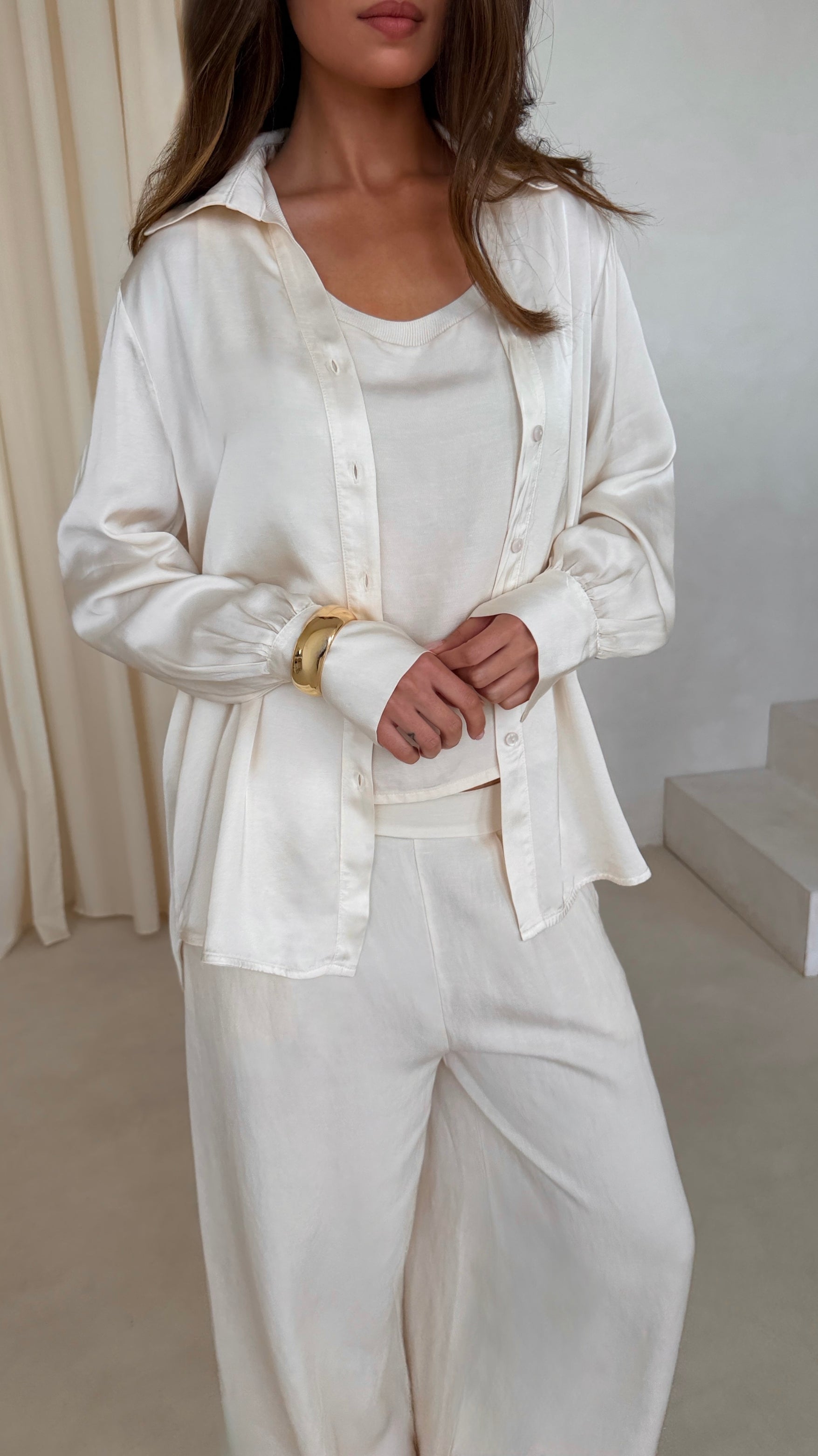 Raye Satin Shirt - Ivory