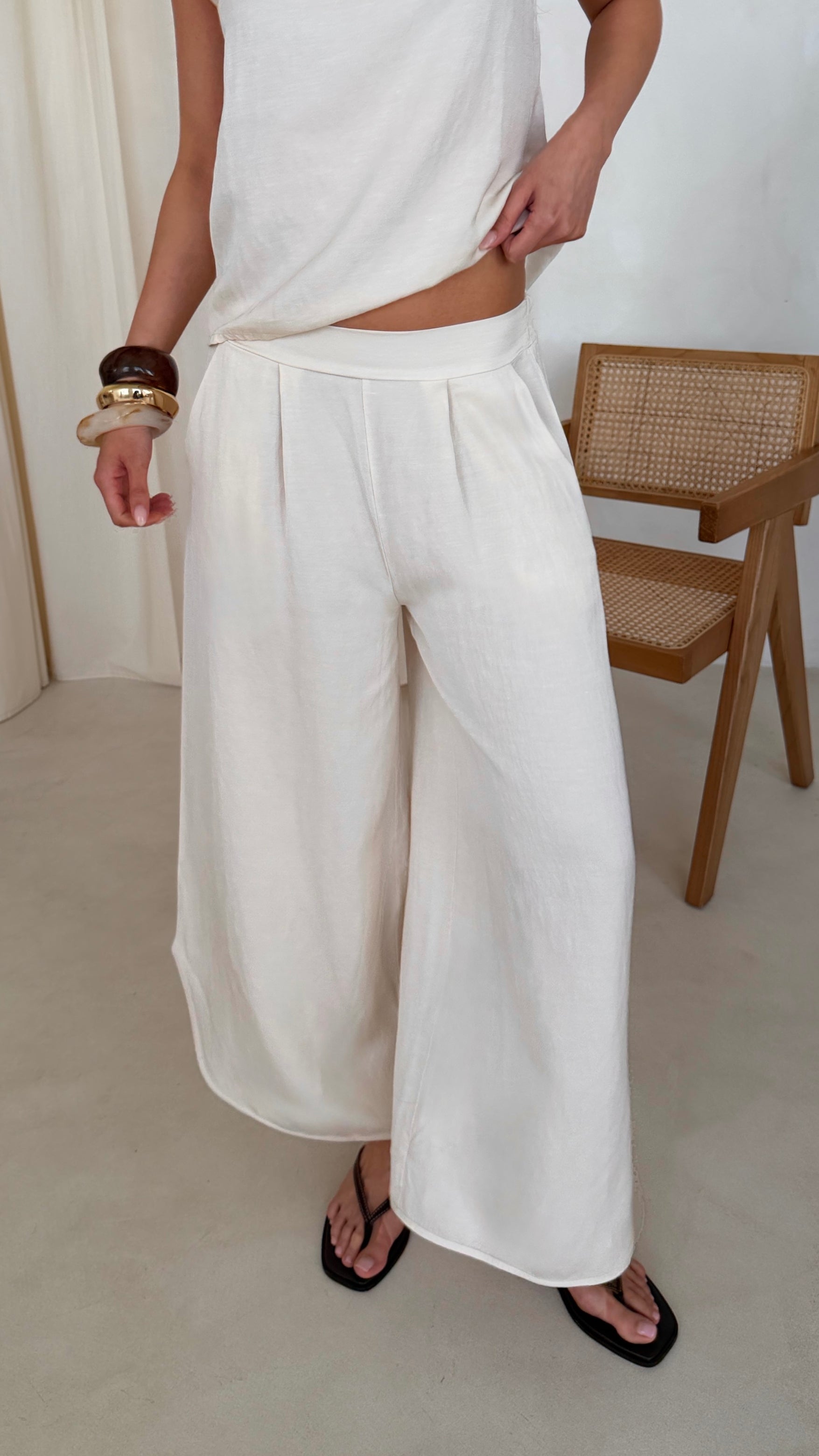 Flavia Tencel Linen Trousers - Ivory