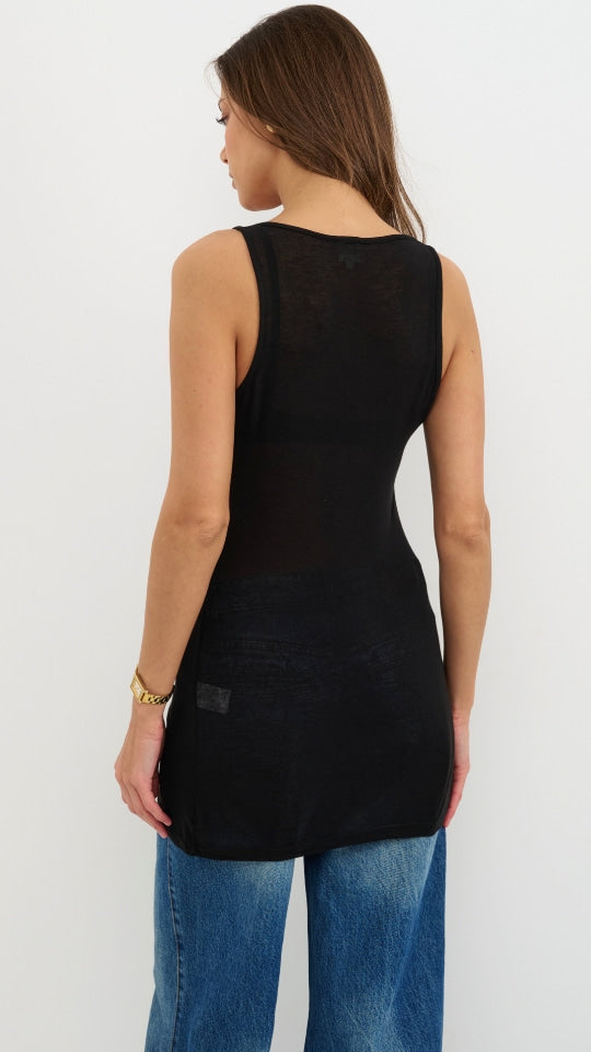 Lola Cashmere Jersey Vest - Black