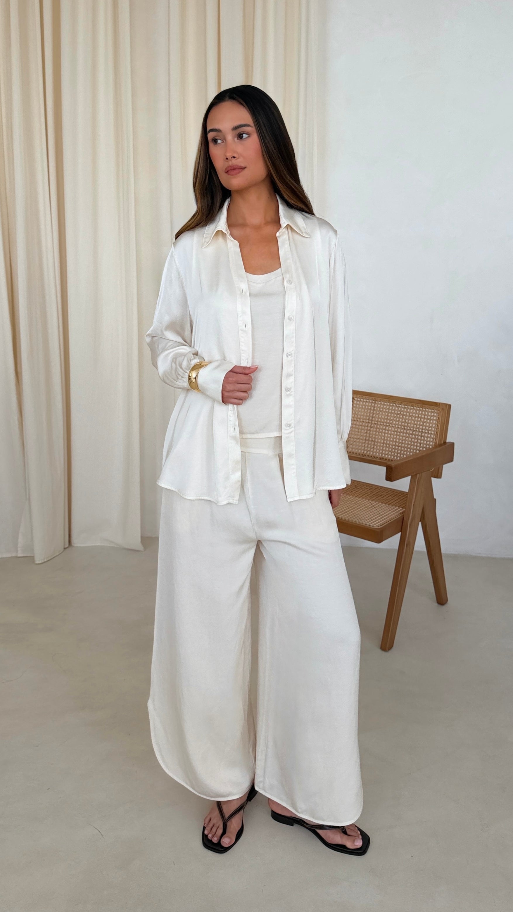 Raye Satin Shirt - Ivory