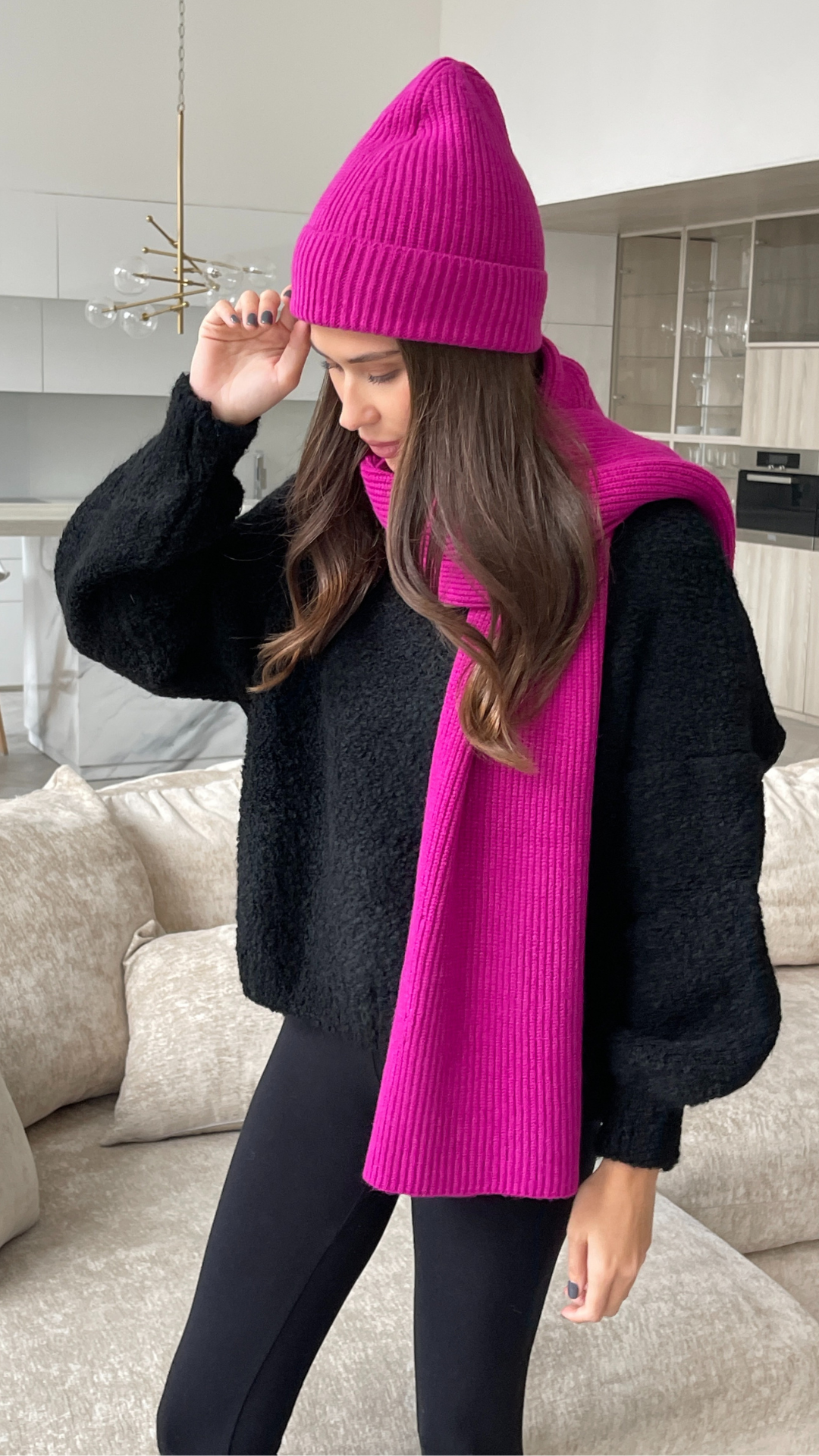 Jana Knitted Ribbed Hat - Fuchsia