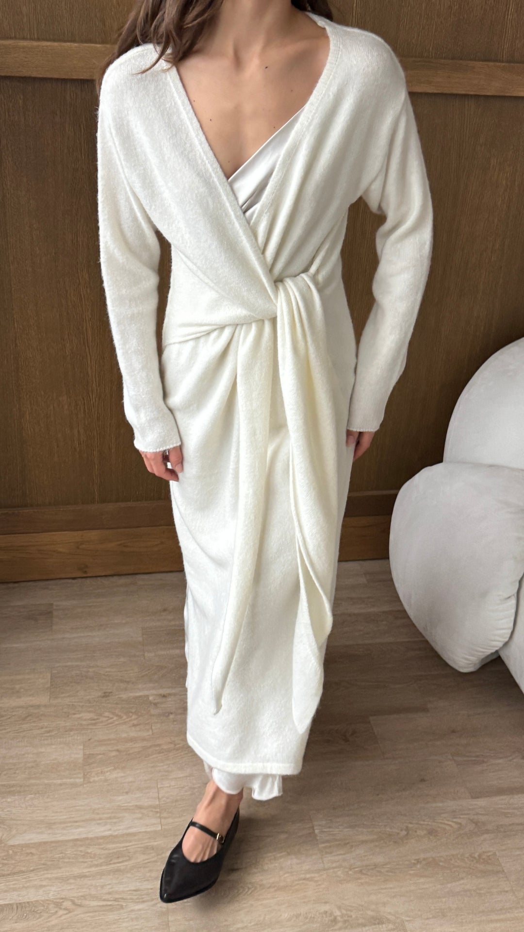 Keira Knit Wrap Dress - Ivory