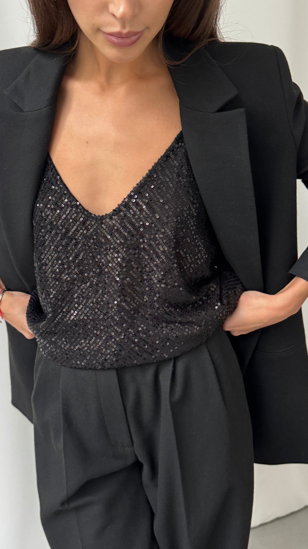 Sienna Sequin Camisole - Black