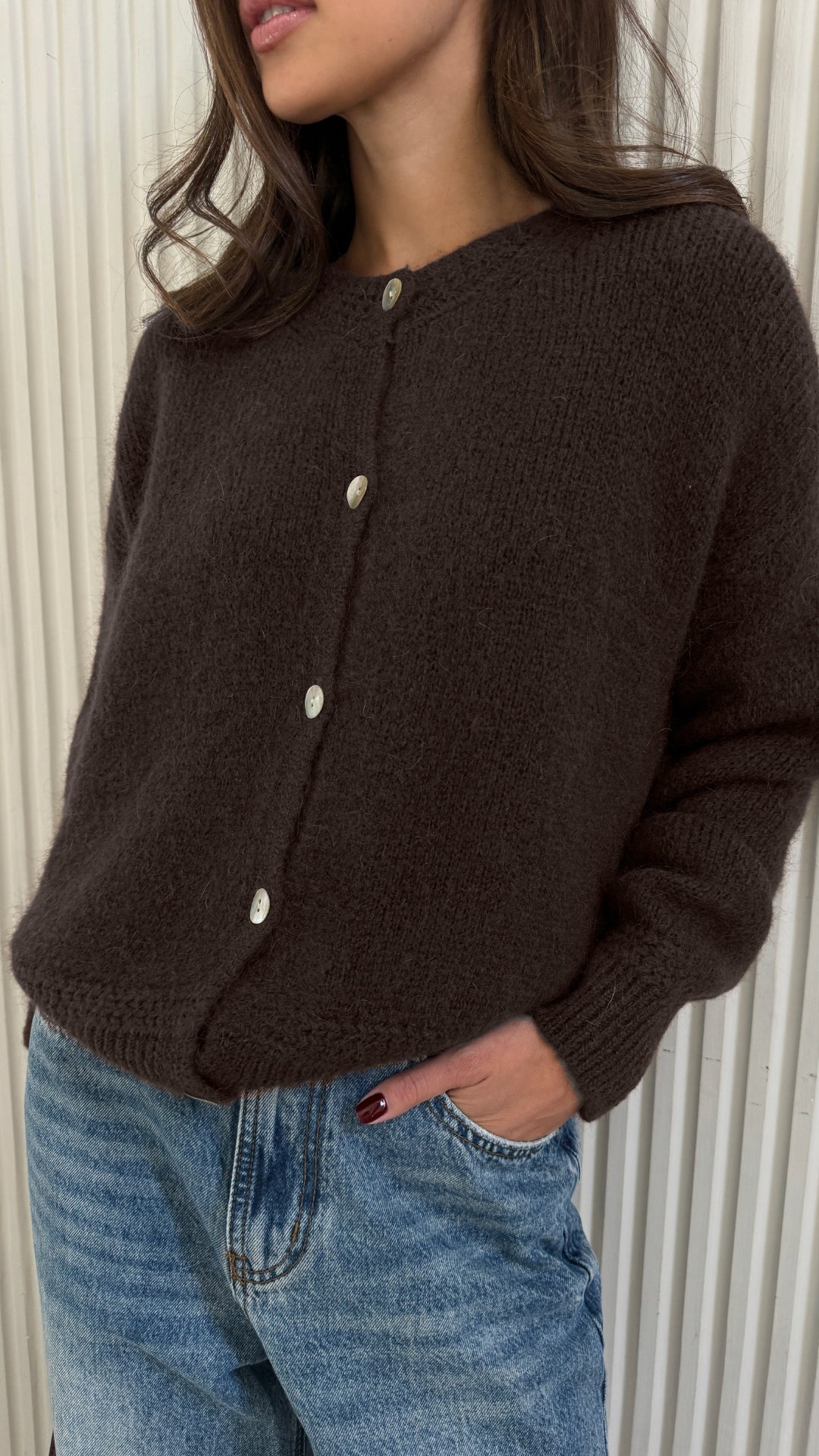 Reyna Soft Alpaca Cardigan - Dark Espresso