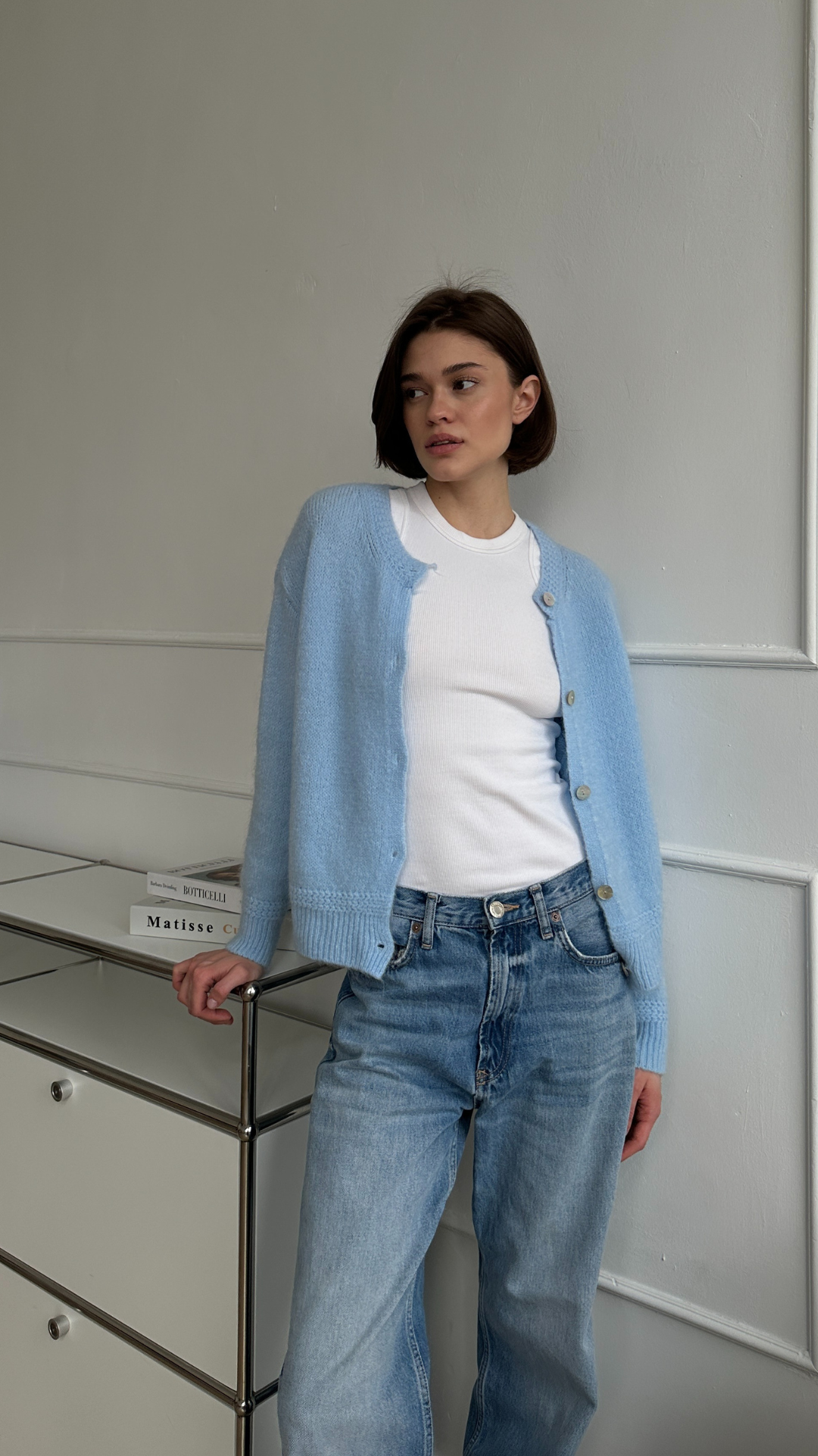 Reyna Soft Alpaca Cardigan- Sky Blue