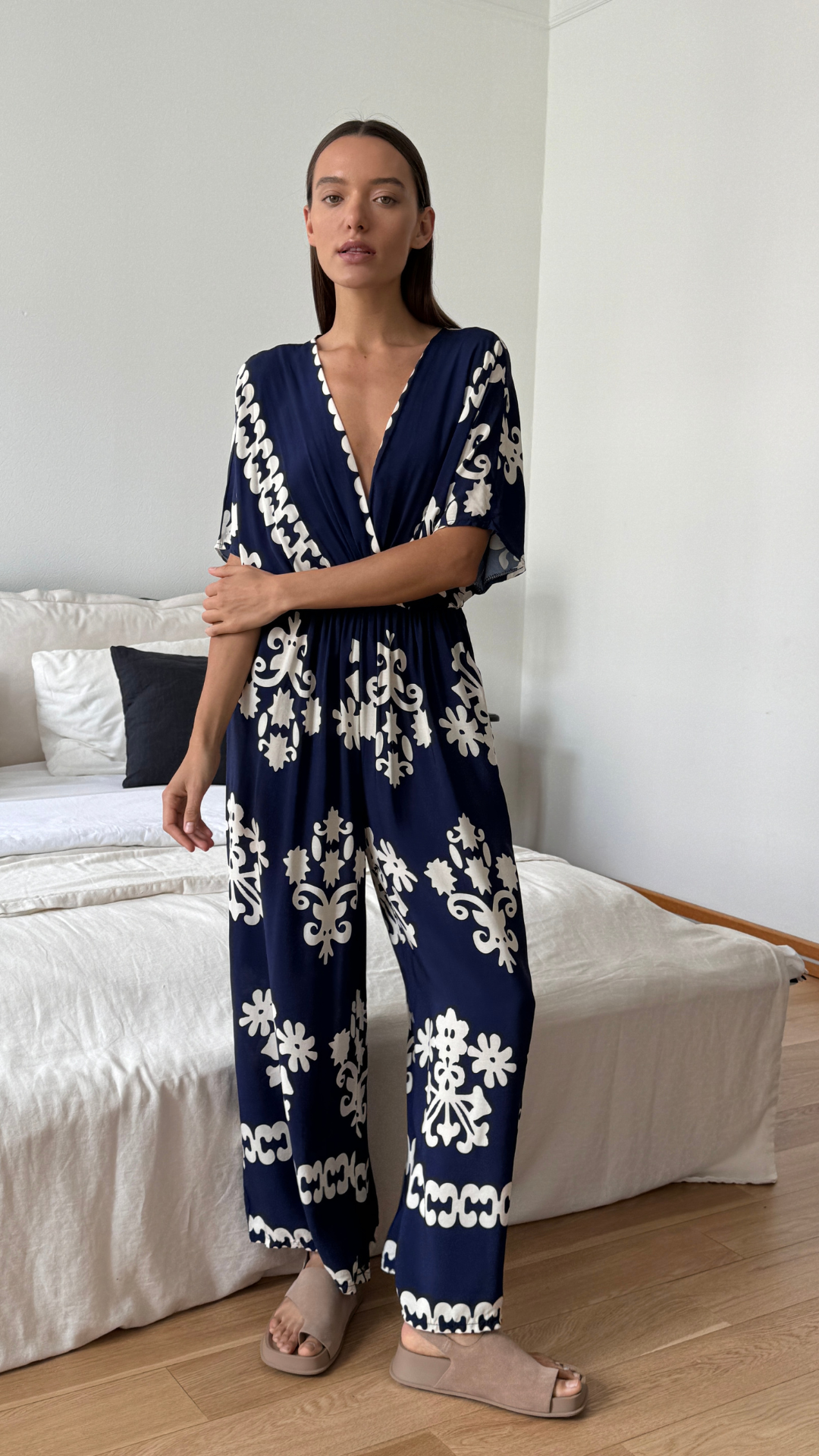 Molly Printed Jumpsuit - Celeste Blue
