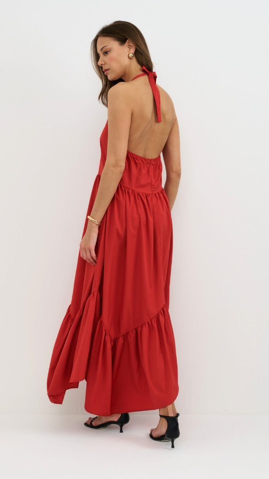 Juno Halter Neck Dress - Red