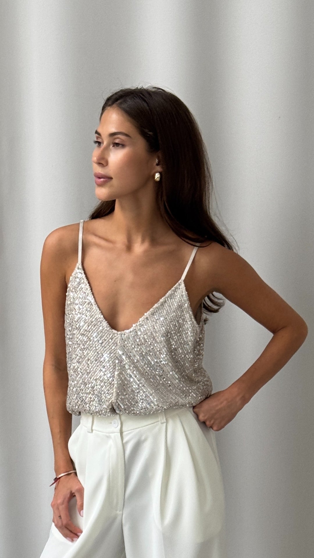 Sienna Sequin Camisole - Silver