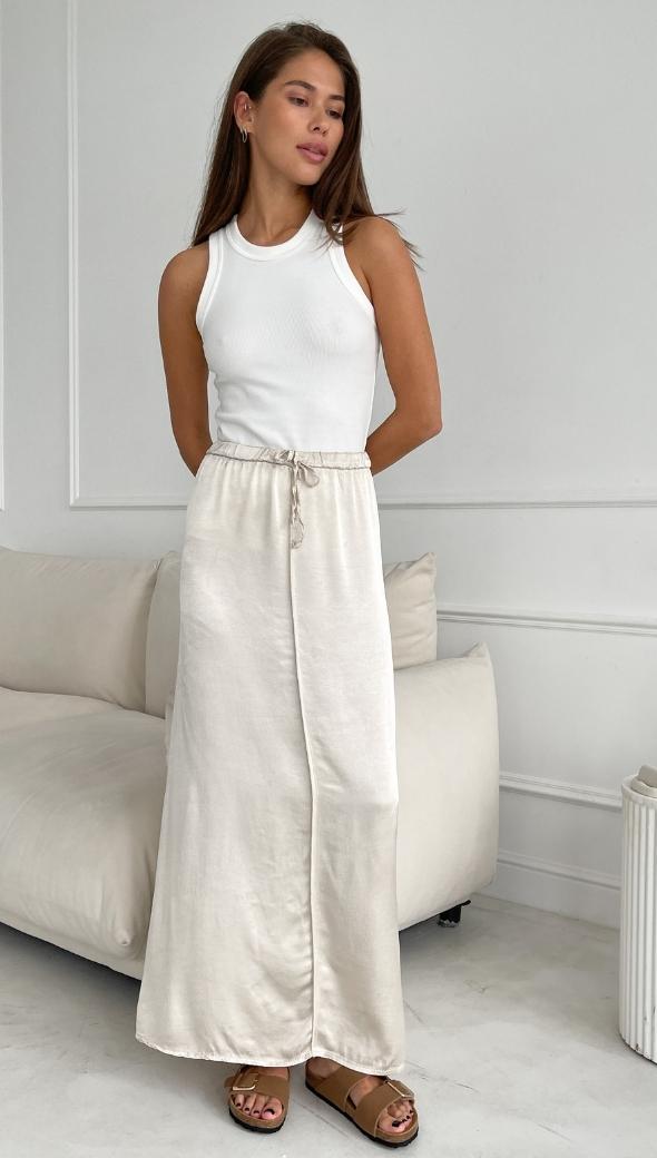 Phoebe Satin Skirt - Pearl