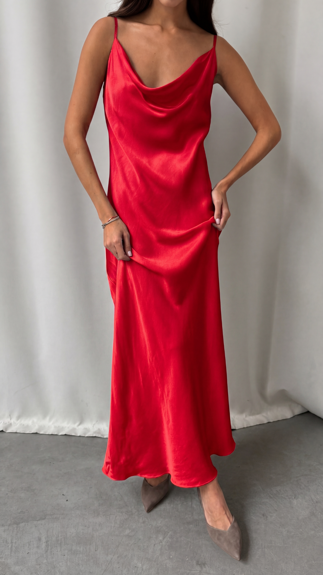 Alena Satin Dress - Red