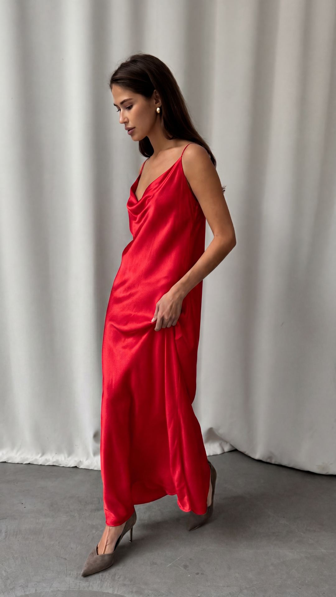 Alena Satin Dress - Red