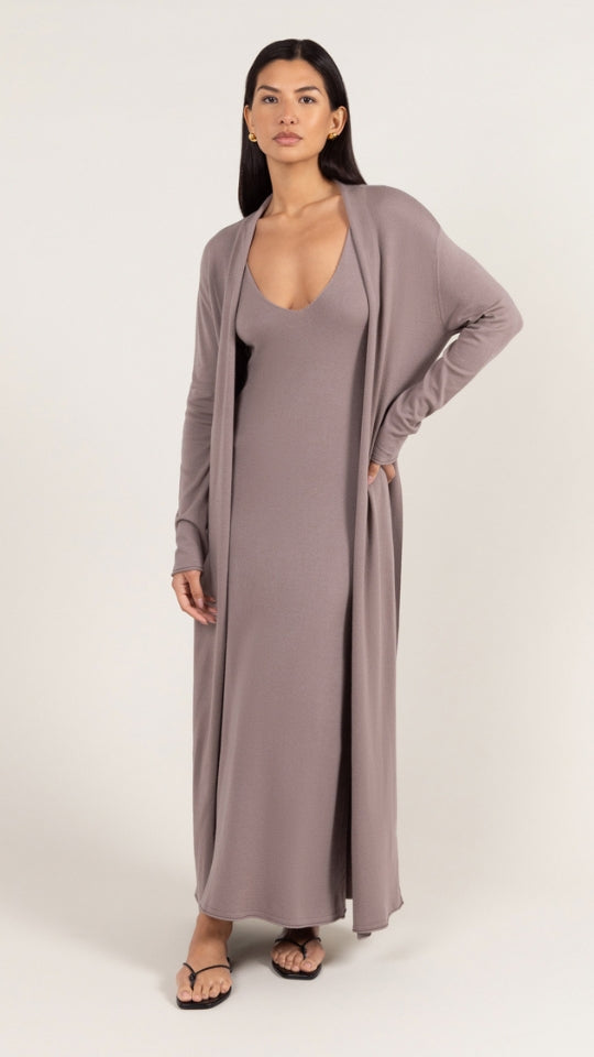 Sofia Long Line Cardigan - Mink