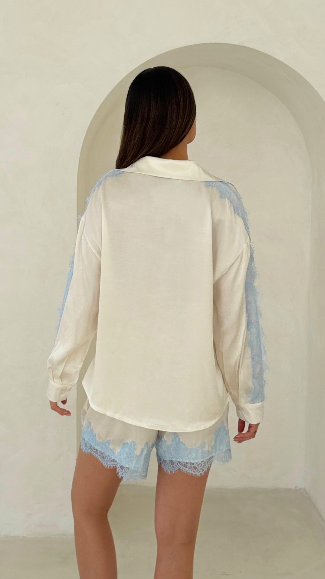 Cosima Satin Lace Shirt - Ivory