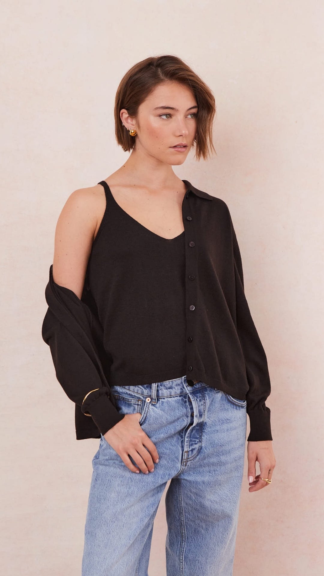 Kora Knitted Twin Set - Black