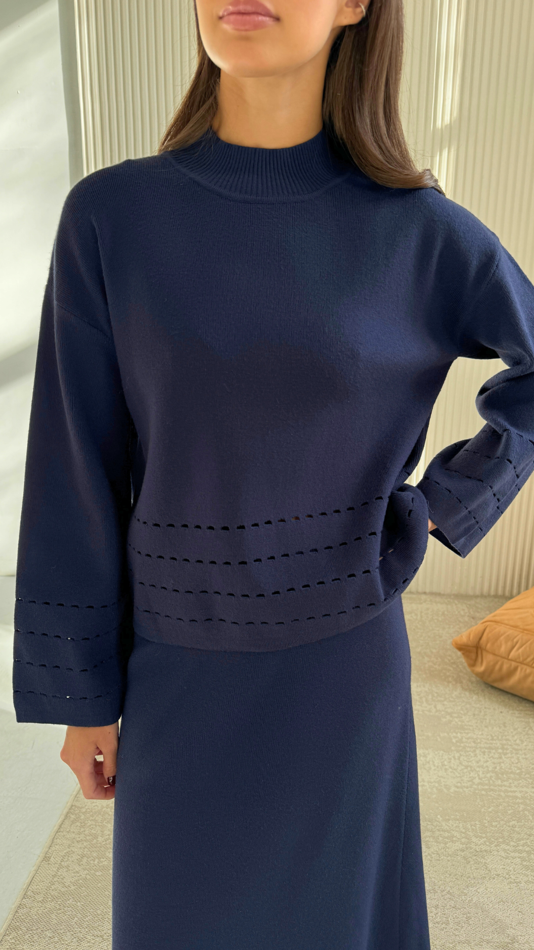 Blair Knitted Top - Navy