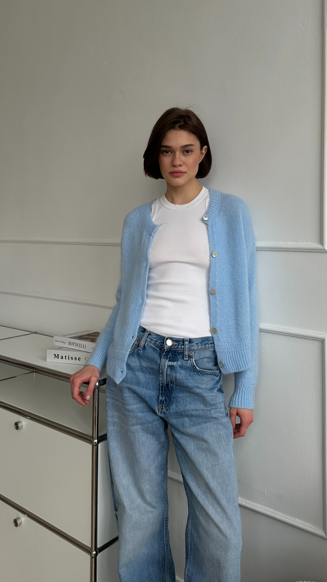 Reyna Soft Alpaca Cardigan- Sky Blue