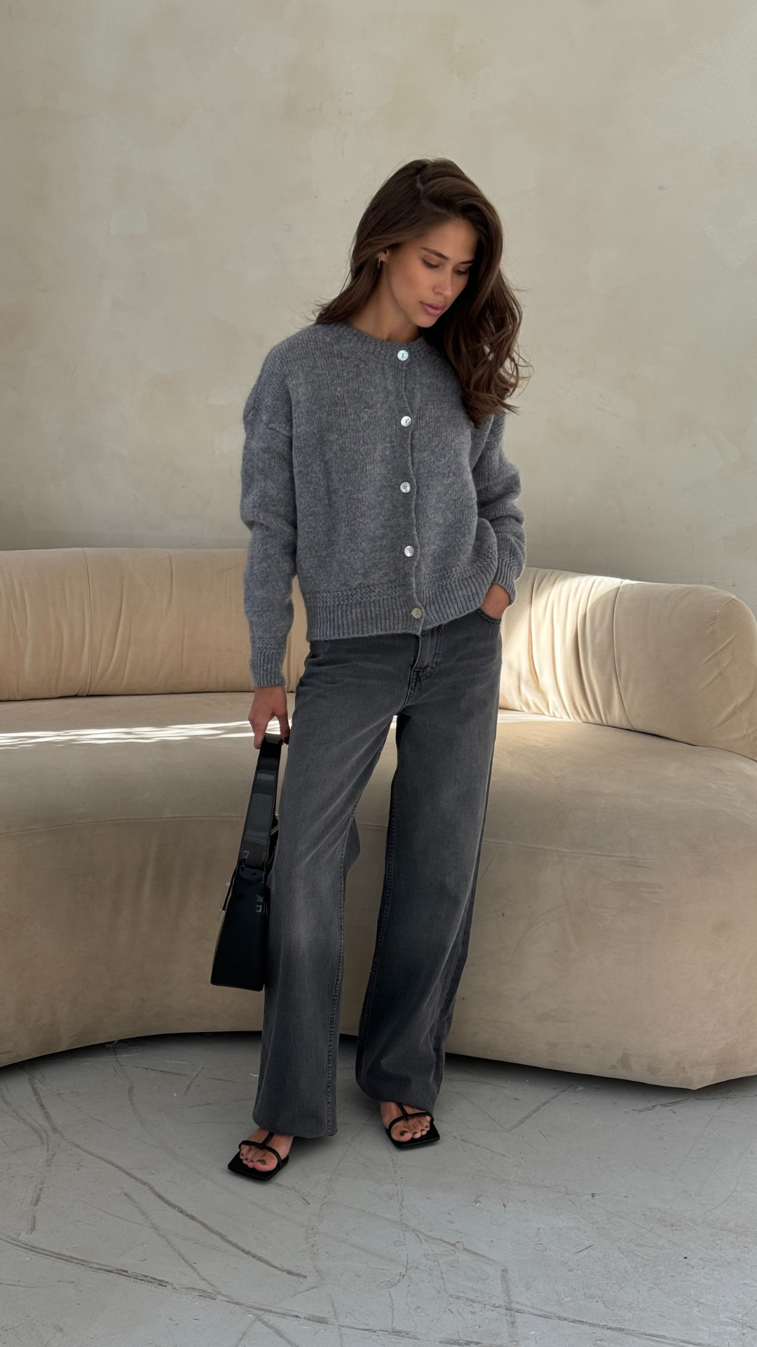 Reyna Soft Alpaca Cardigan - Dark Grey