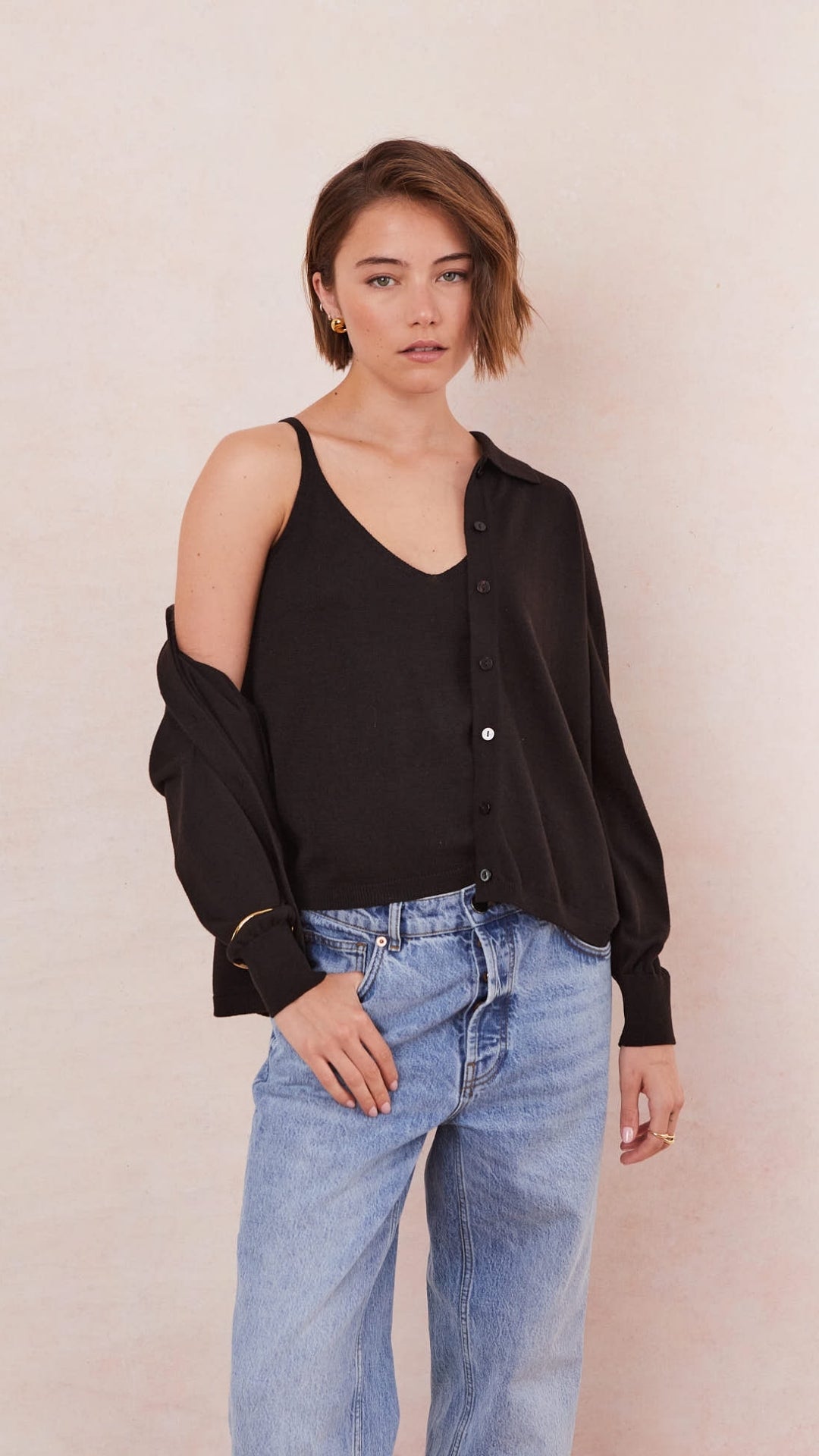 Kora Knitted Twin Set - Black