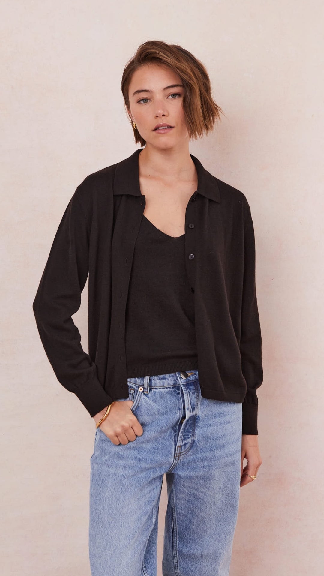 Kora Knitted Twin Set - Black