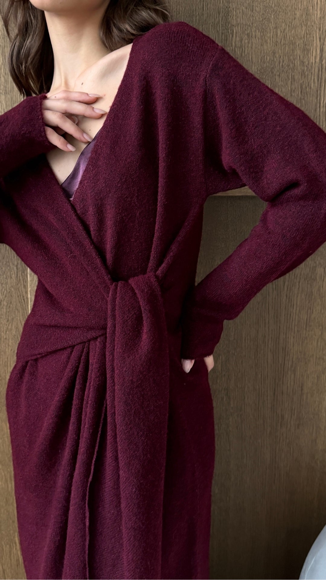 Keira Knit Wrap Dress - Bordeaux