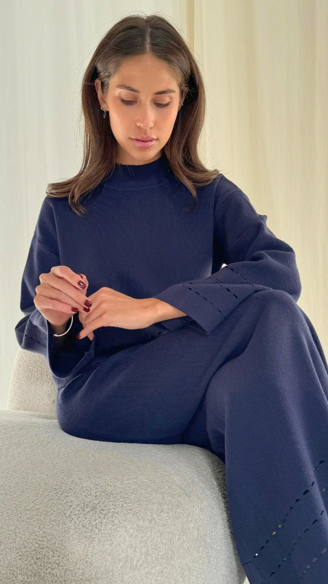 Blair Knitted Top - Navy