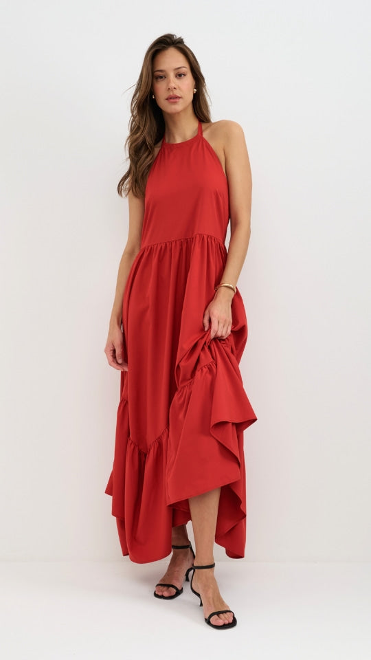 Juno Halter Neck Dress - Red