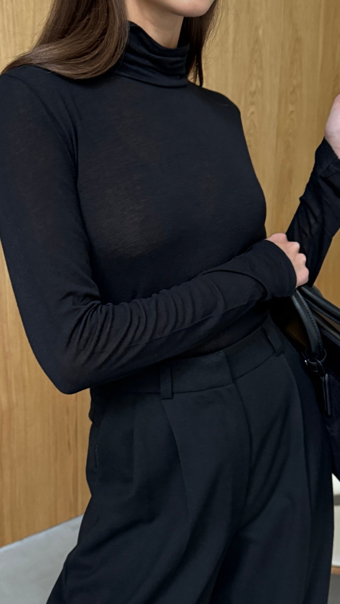 Demi Cashmere Jersey Top - Black