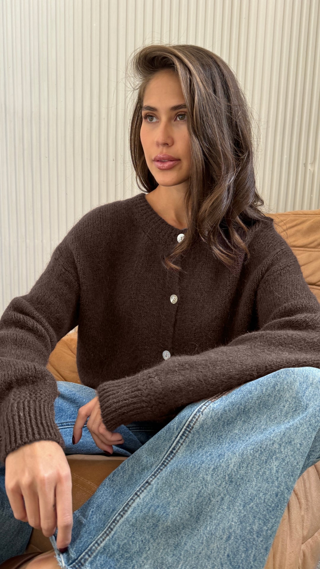 Reyna Soft Alpaca Cardigan - Dark Espresso