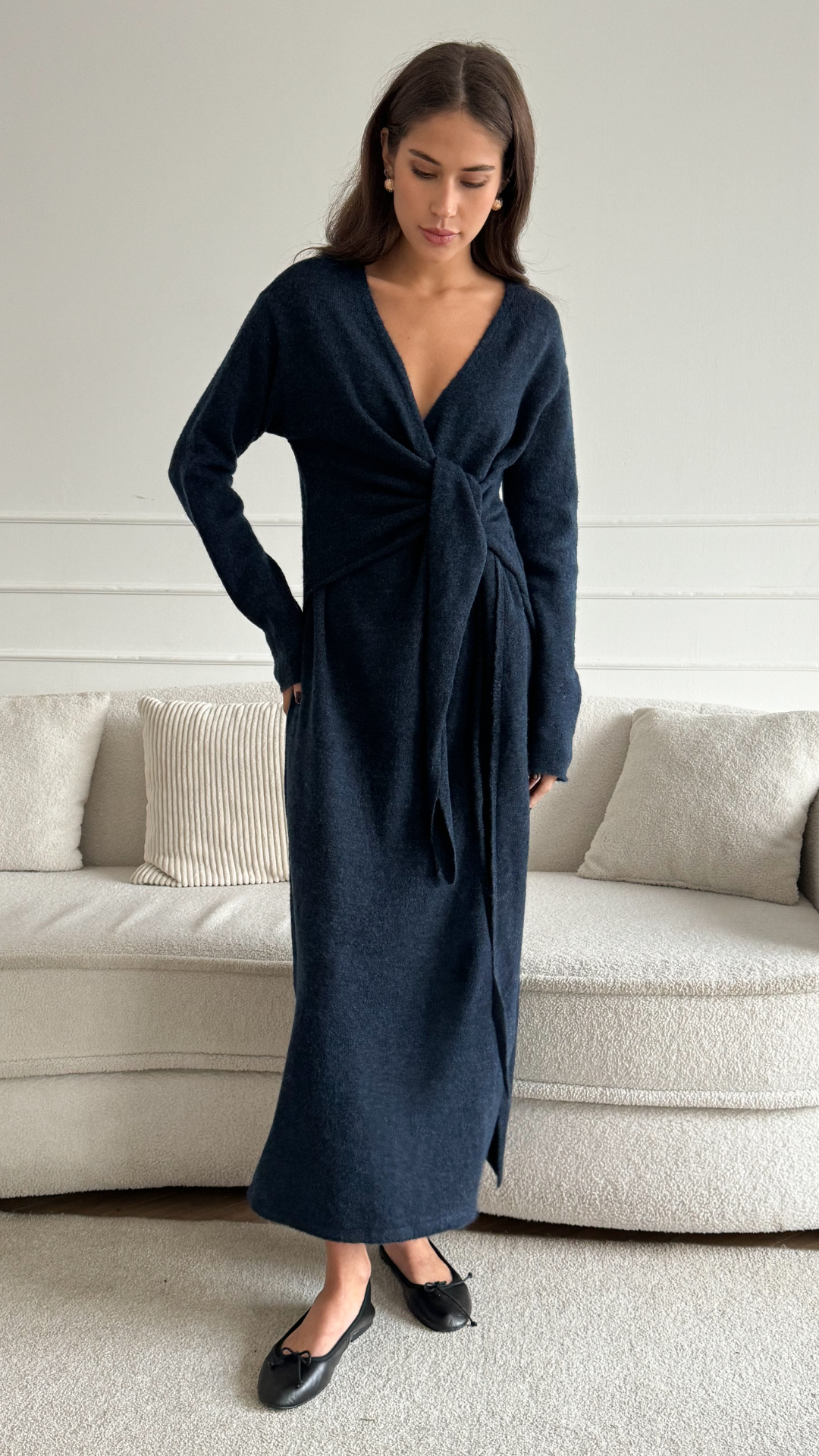 Keira Knit Wrap Dress - Midnight
