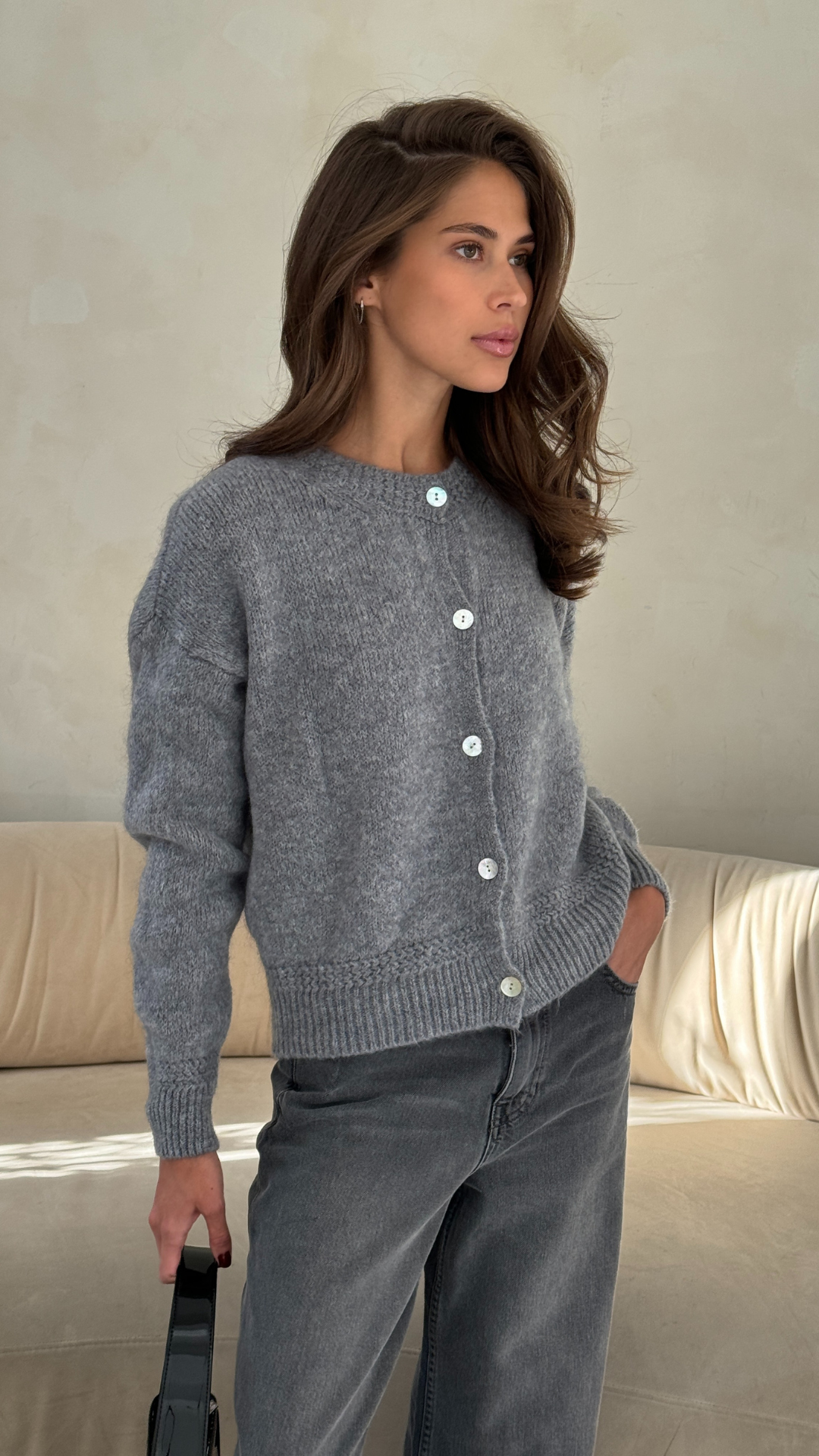 Reyna Soft Alpaca Cardigan - Dark Grey