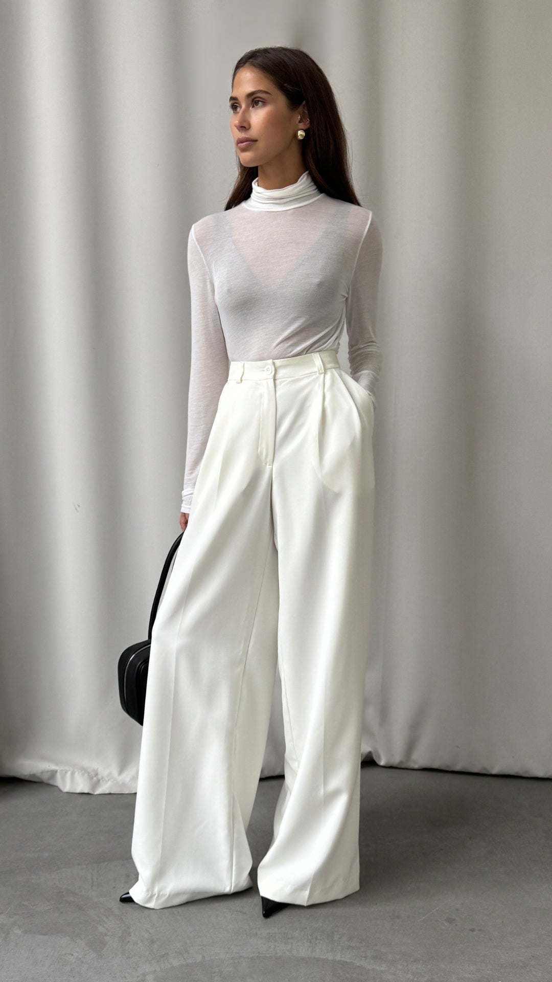 Demi Cashmere Jersey Top - White