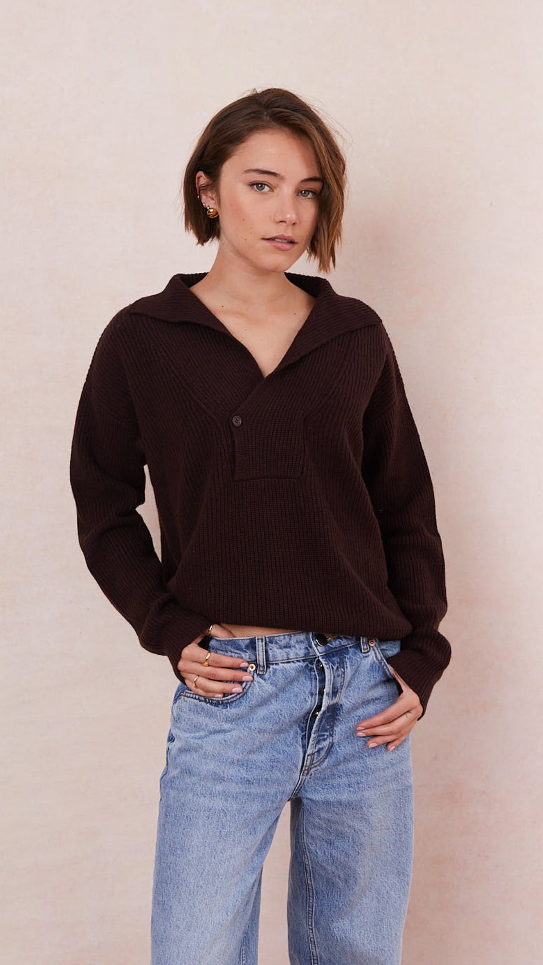 Quinn Cashmere Blend Sweater - Chocolate
