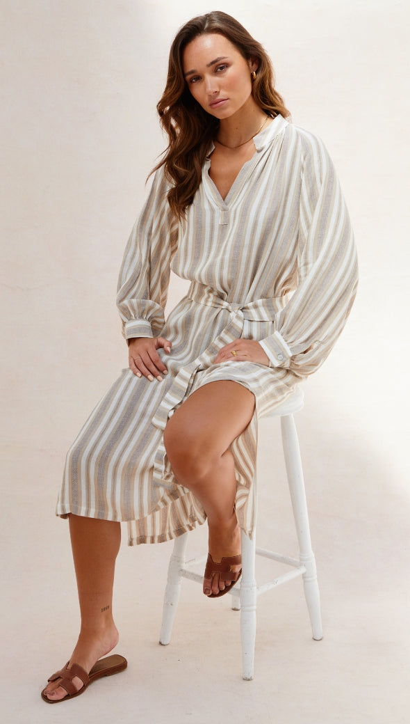 Ines Kaftan - Taupe Stripe