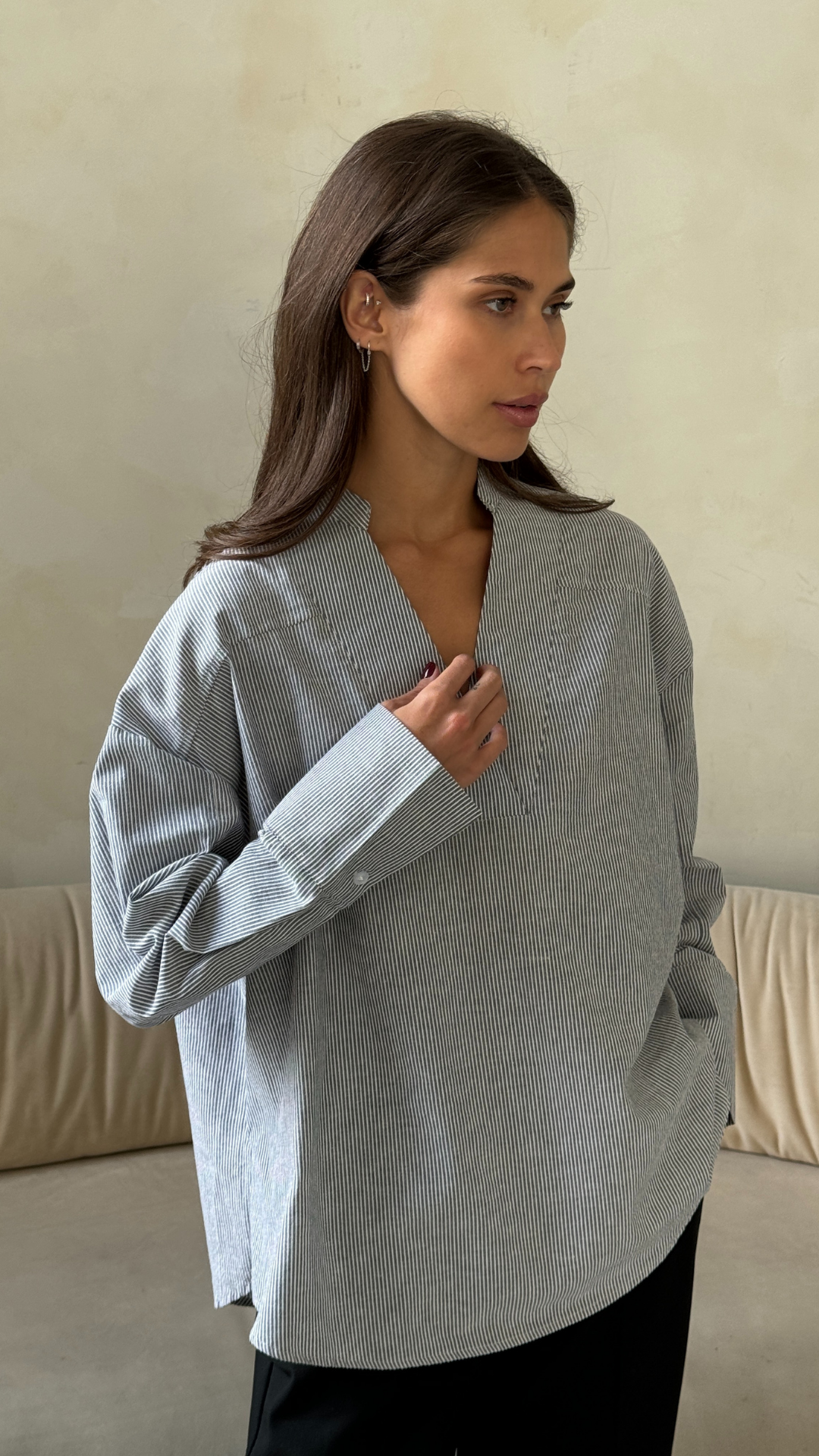 April Top - White/Black Stripe