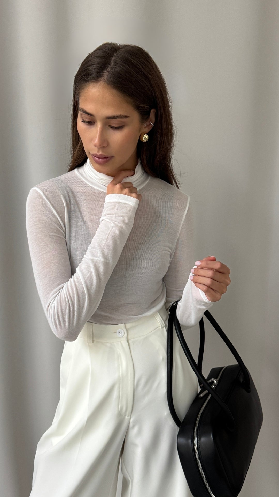 Demi Cashmere Jersey Top - White