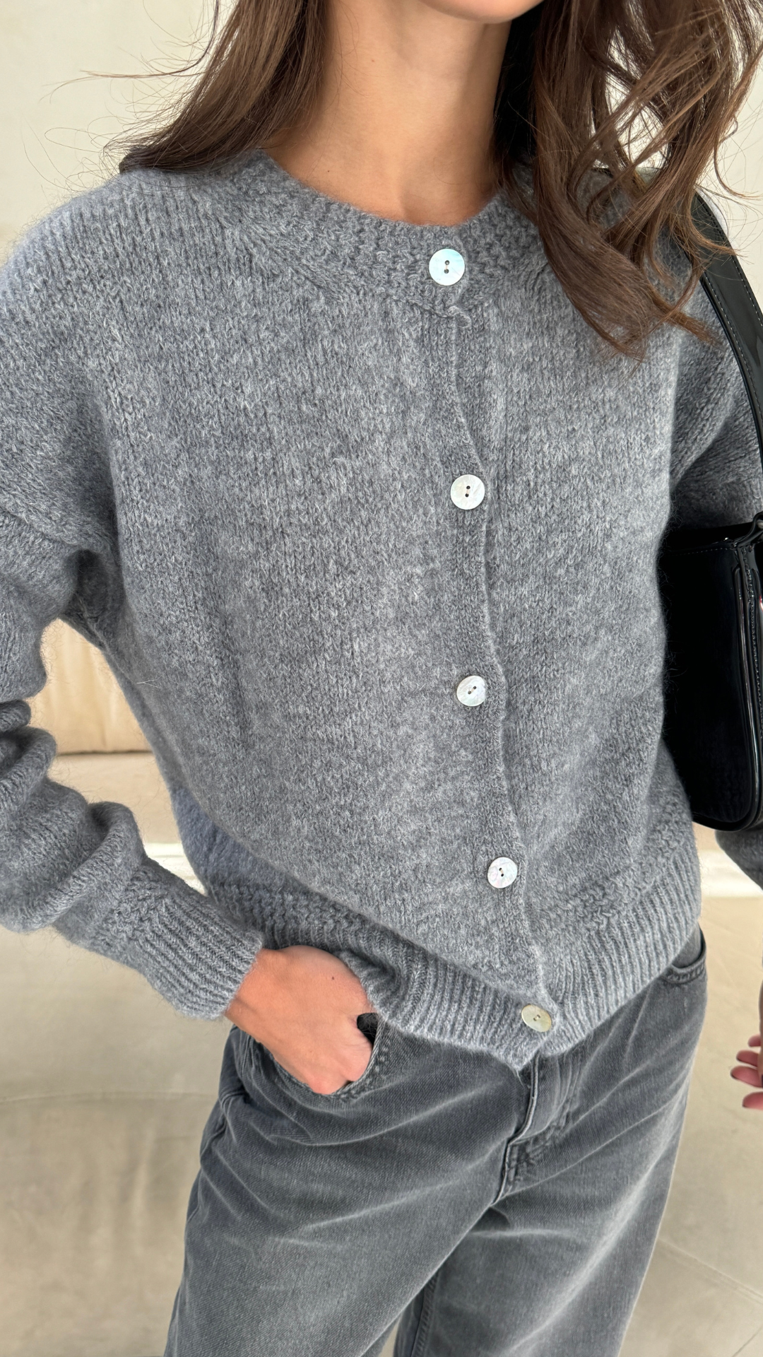 Reyna Soft Alpaca Cardigan - Dark Grey