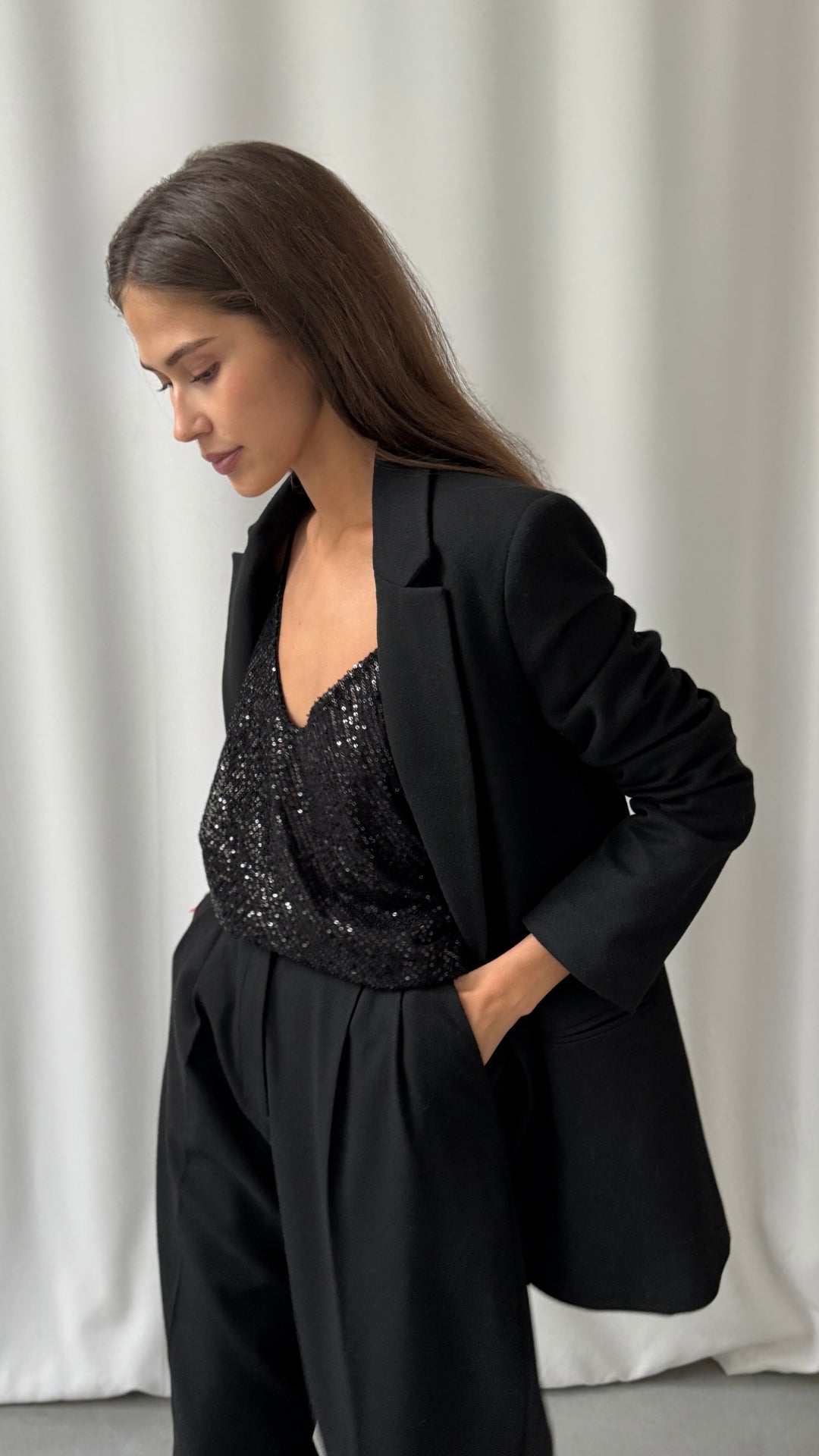 Sienna Sequin Camisole - Black