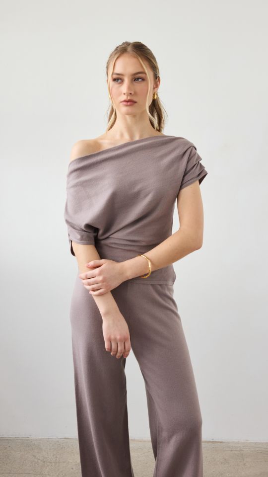 Nadine Off-Shoulder Top - Mink