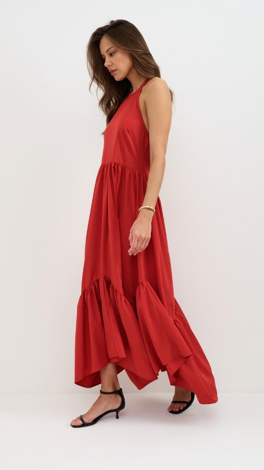 Juno Halter Neck Dress - Red