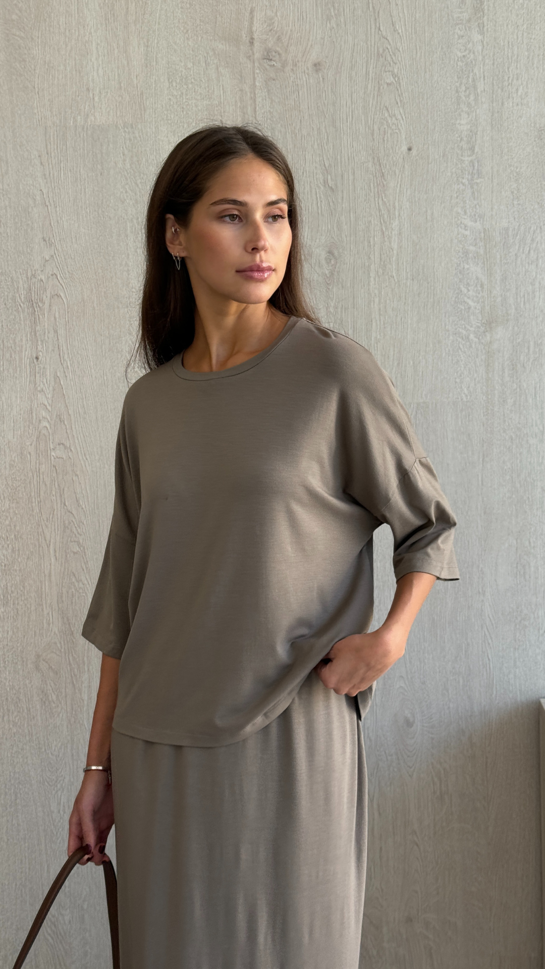 Raya Jersey Top - Taupe