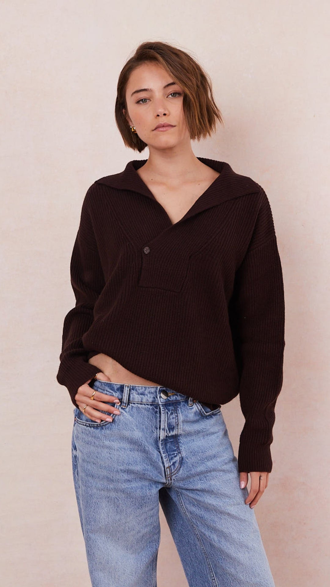 Quinn Cashmere Blend Sweater - Chocolate