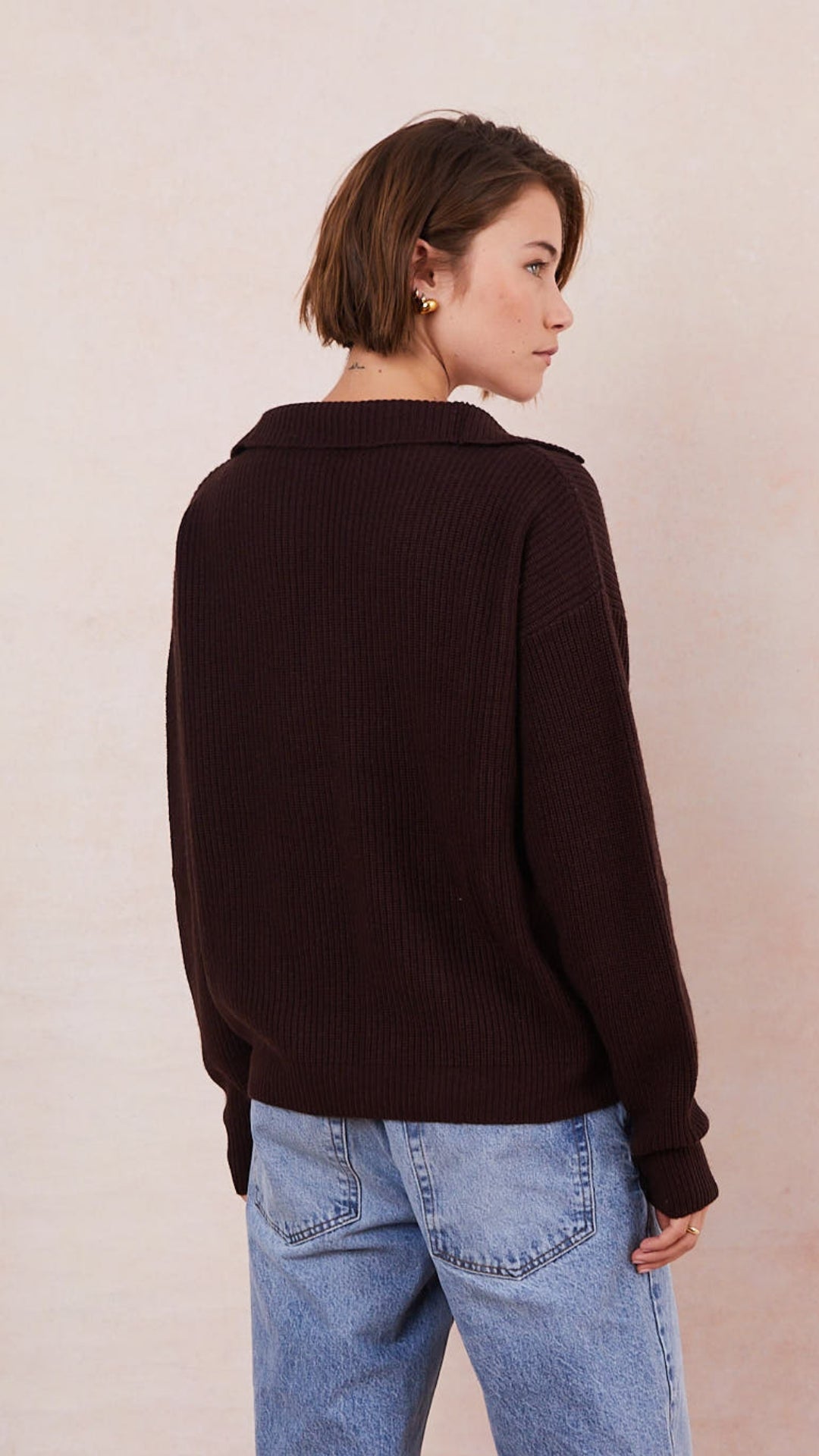 Quinn Cashmere Blend Sweater - Chocolate