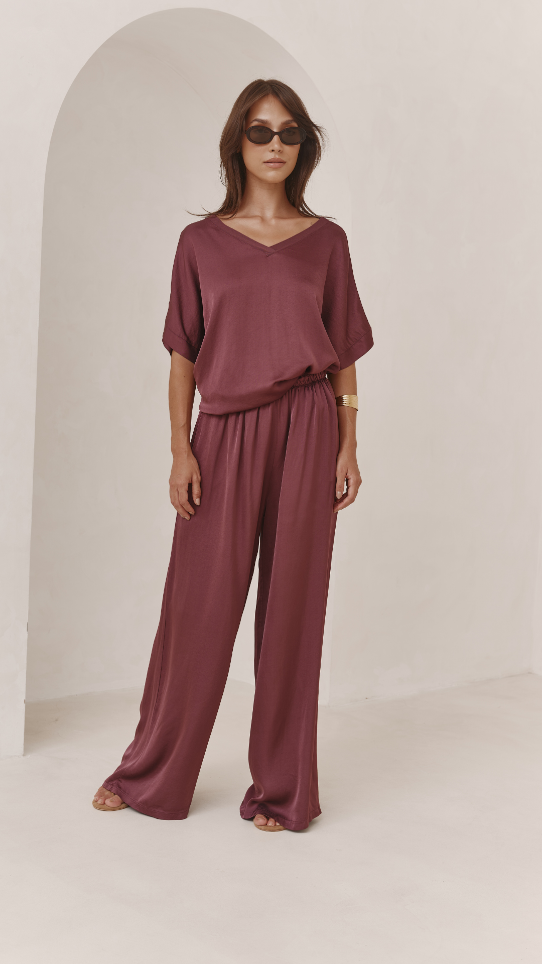 Parker Satin Set - Burgundy